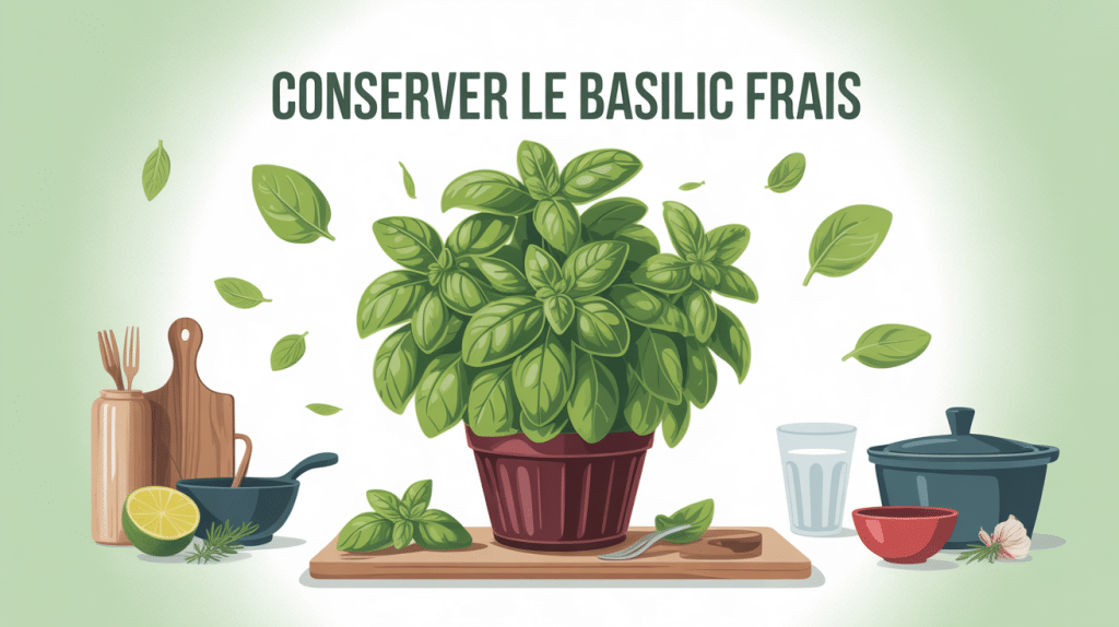 basilic conserver illustration centrale cuisine moderne