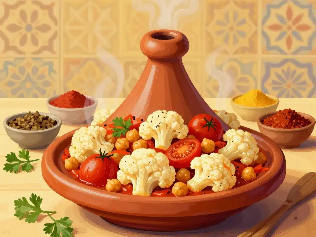 chou-fleur recette marocaine en sauce tajine