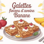 Galettes flocons d'avoine banane avec fruits frais et lait