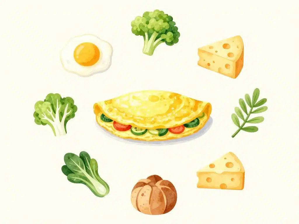 diagramme ingrédients omelette petit déjeuner