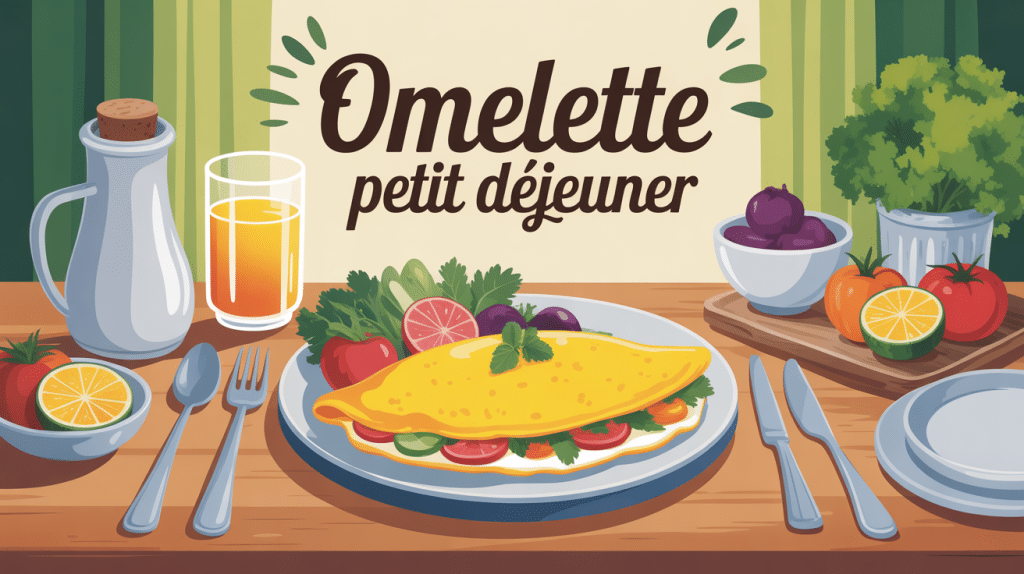 omelette petit déjeuner stylisée sur table lumineuse
