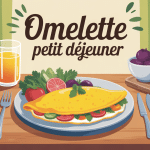omelette petit déjeuner stylisée sur table lumineuse