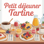 Table de petit dejeuner tartine avec tartines variées