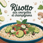 Risotto aux courgettes et champignons crémeux illustré
