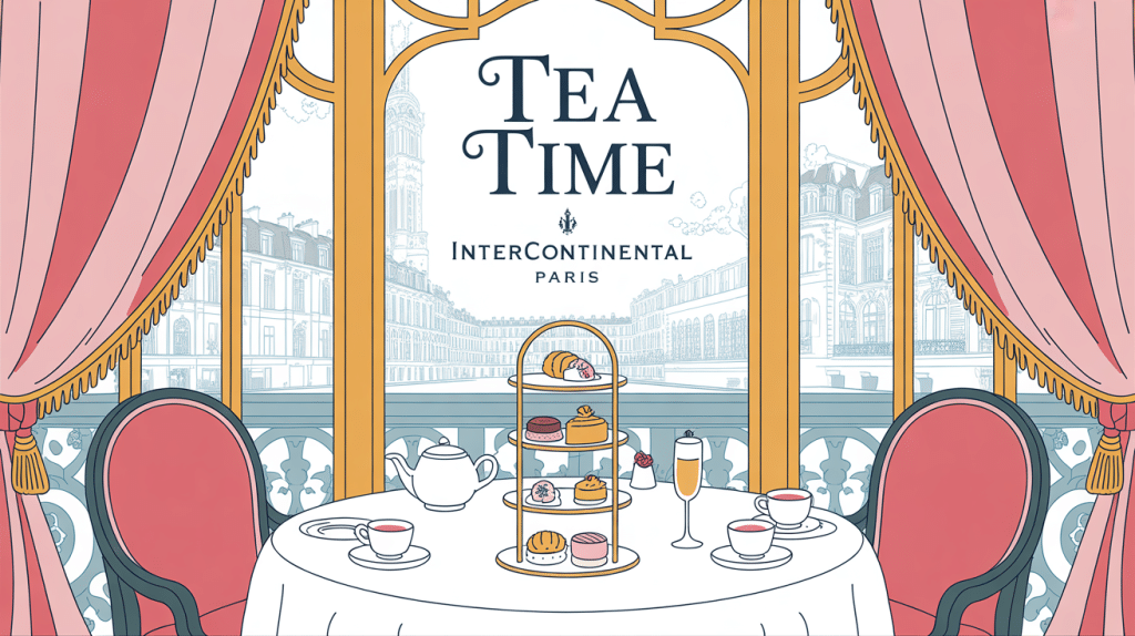 Illustration du tea time Intercontinental Paris sous verrière décorée
