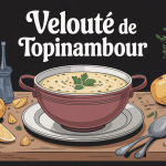 bol de velouté de topinambour crémeux avec topinambours et herbes