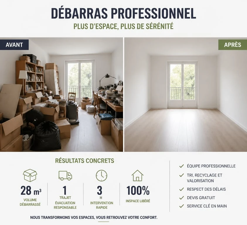Résultat d'un vidage maison professionnel avant et après