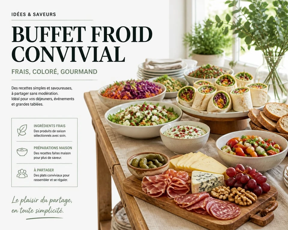 Buffet froid varié et élégant pour un repas entre amis