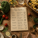 menu famille semaine table familiale bois légumes