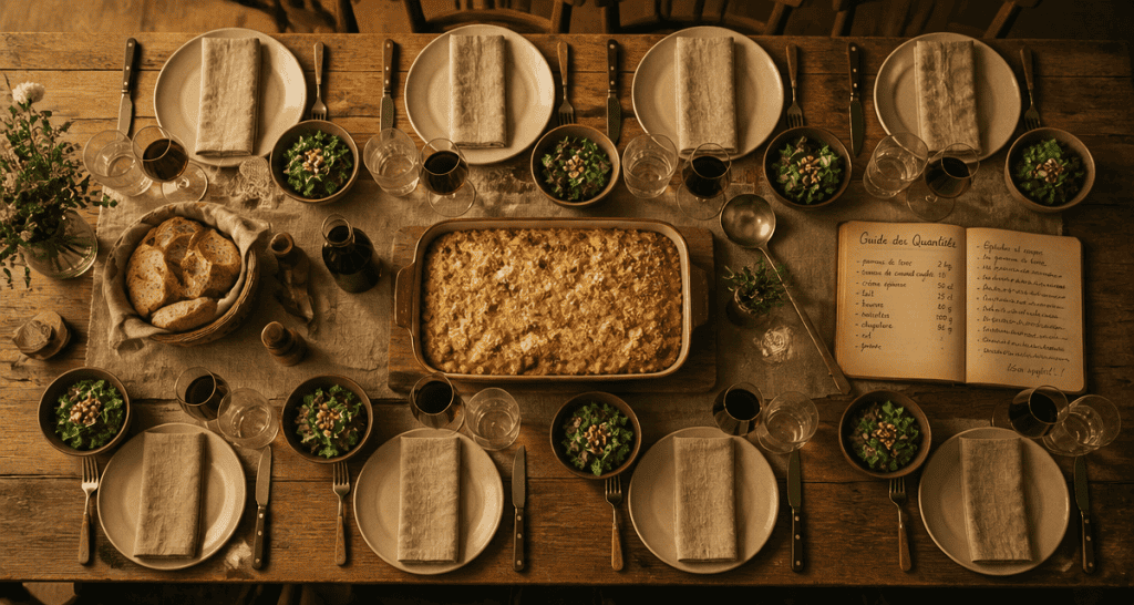 recette 10 personnes gratin hachis parmentier canard confit sur table