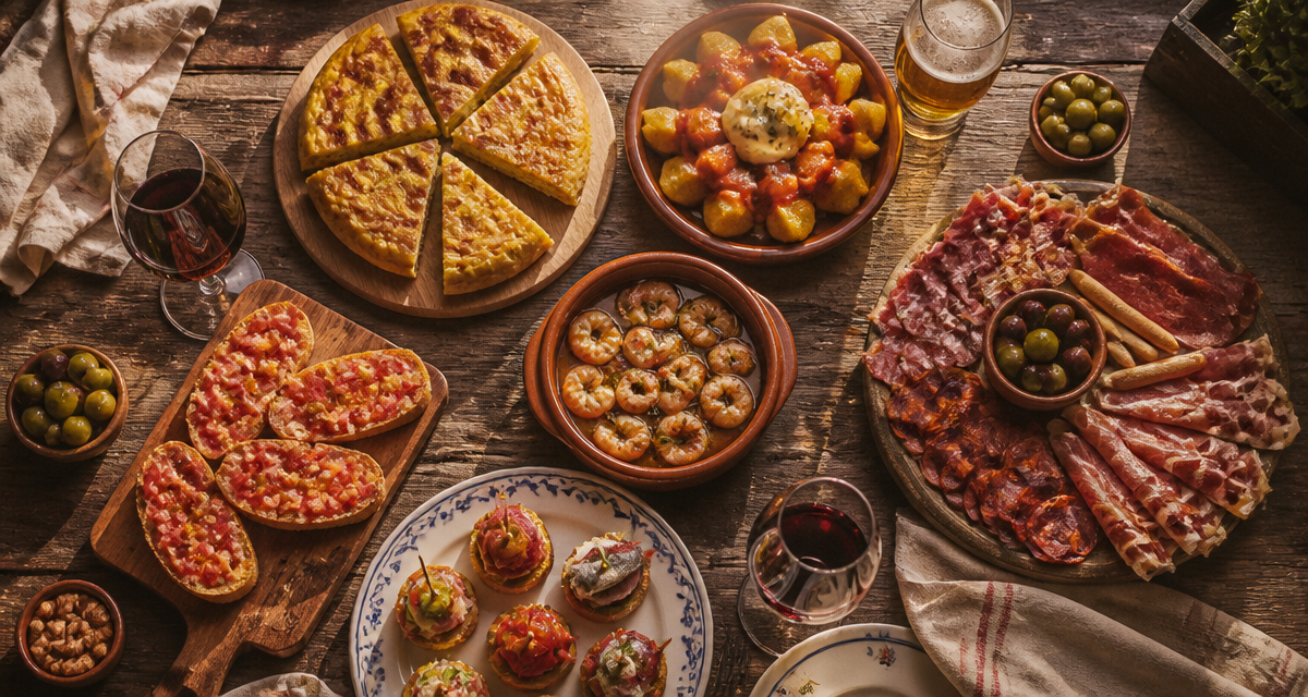 recette des tapas espagnol flat-lay
