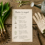 quand planter le muguet outils et griffes sur table