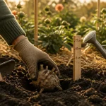 Quand planter les dahlias en pleine terre : tubercules en sol, repère de profondeur