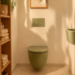 toilette coloré vert sauge salle de bain moderne
