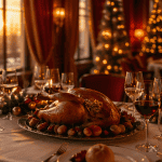 Table décorée dans restaurants ouverts le 25 décembre