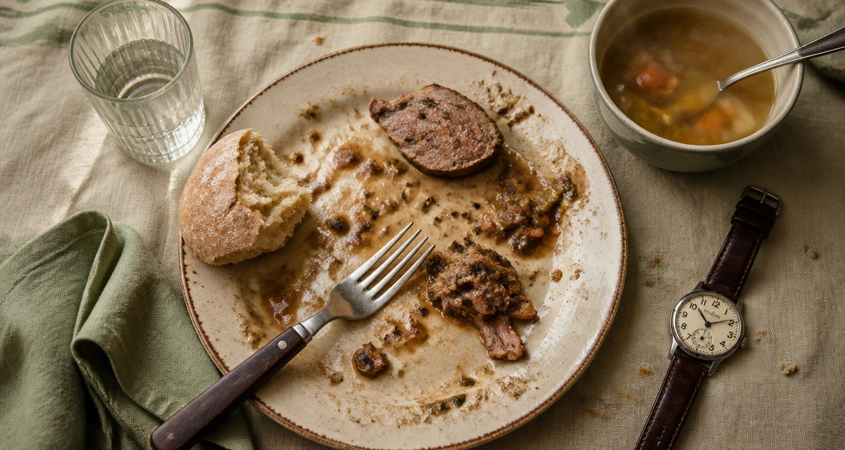 combien de temps pour eliminer un gros repas image assiette montre