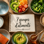 Les 7 groupes d aliments tableau en bols sur table