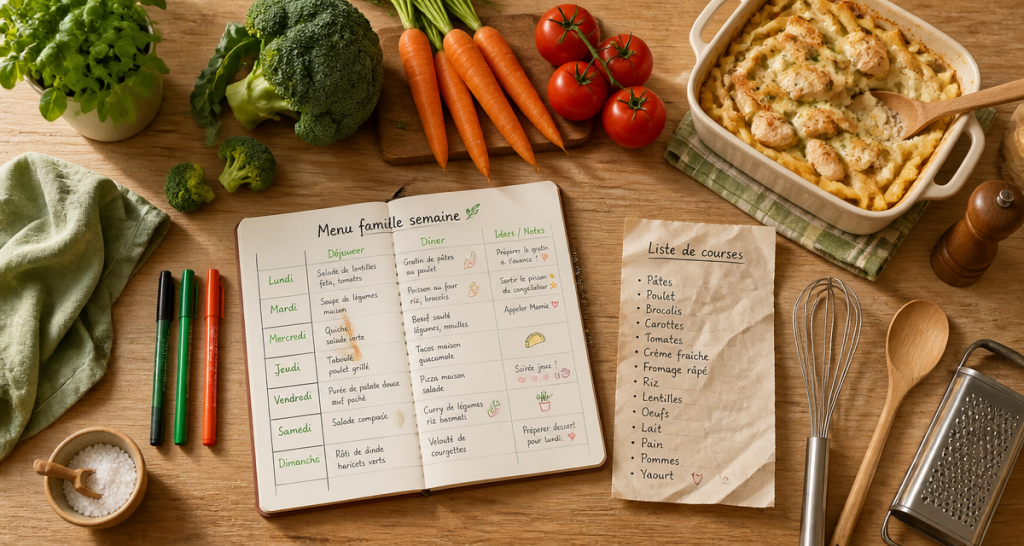 menu famille semaine planification table