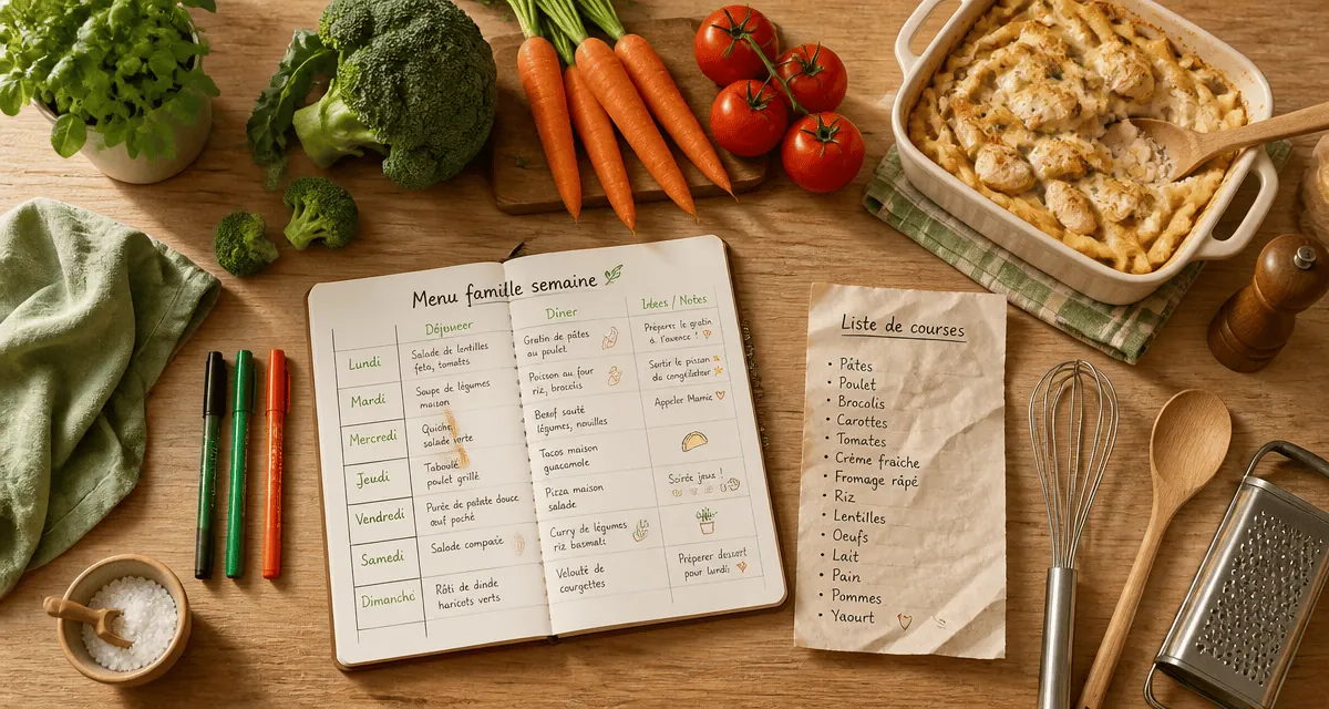 menu famille semaine planification table
