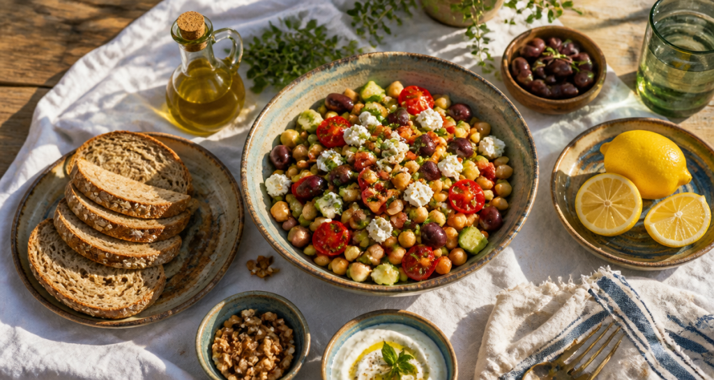 menu type regime mediterraneen salade cretoise