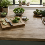 plan de travail 80 cm de profondeur cuisine stratifié bois clair