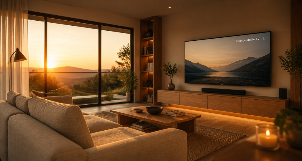 quelle distance entre tv et canapé dans un salon lumineux
