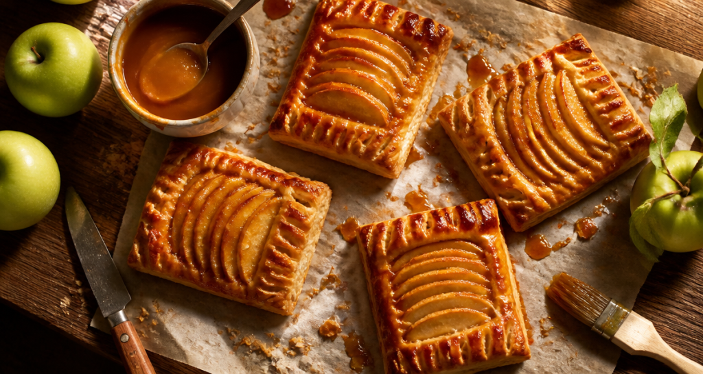 recette avec de la pate feuilletee feuilletes pommes dorés