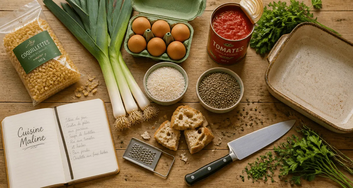 recette facile pas cher ingrédients de base sur plan de travail