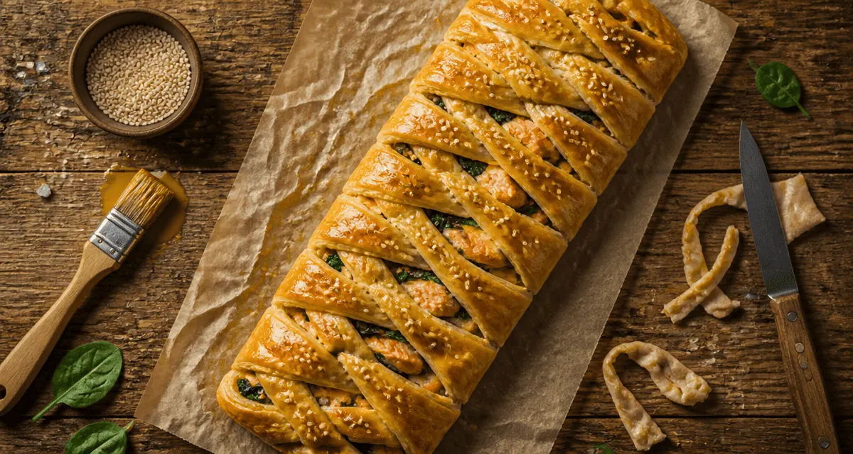 recette feuilleté salé saumon épinards doré