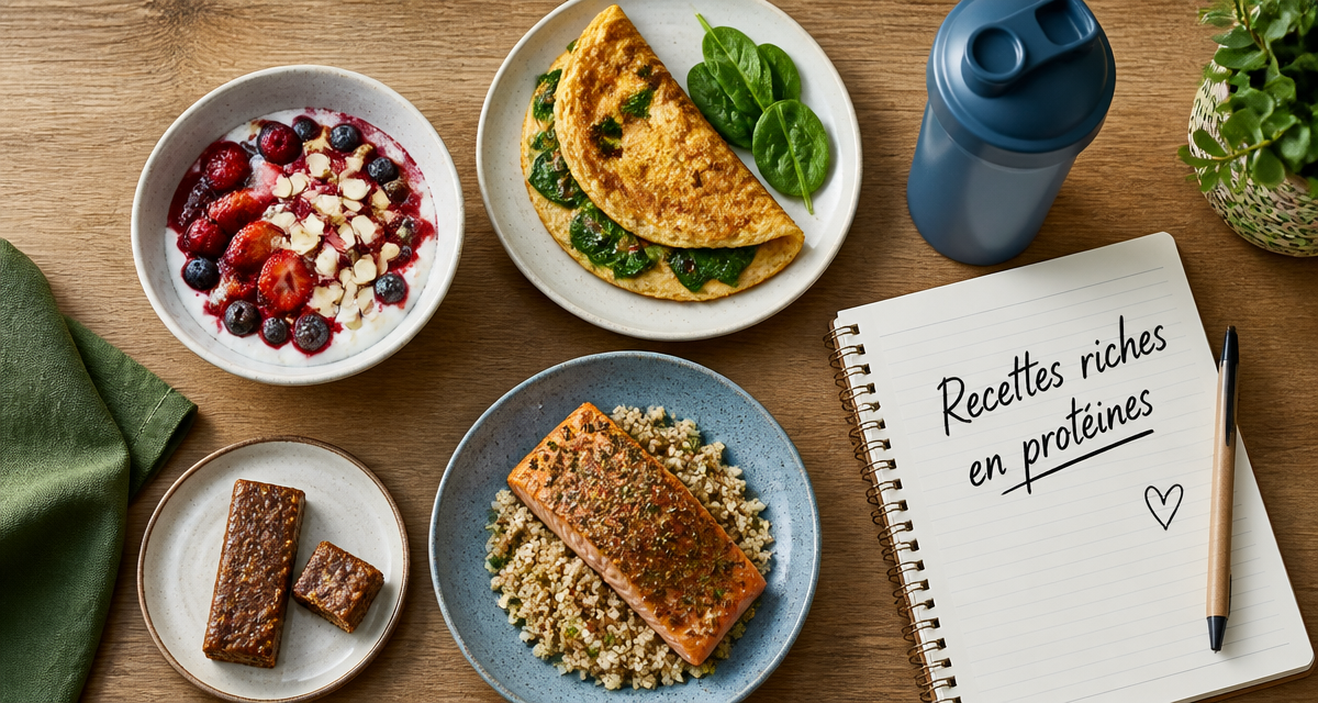 recette riche en proteine musculation assiette bowl saumon omelette barre shaker