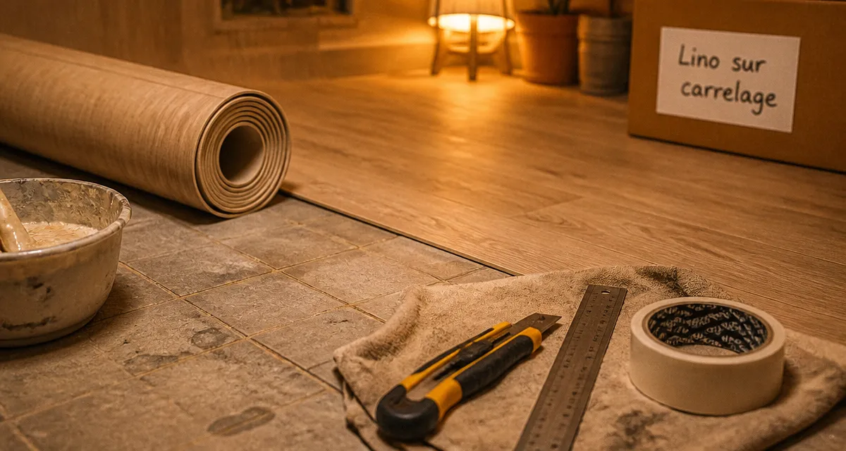 Poser du lino sur carrelage, dalles LVT posées sur ancien carrelage