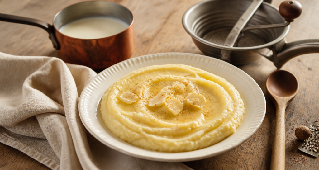 Purée sans potimarron crémeuse assiette