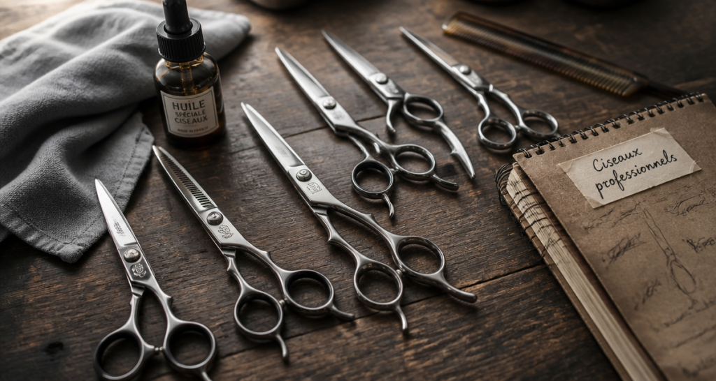 Top 10 ciseaux coiffure professionnel en flat-lay