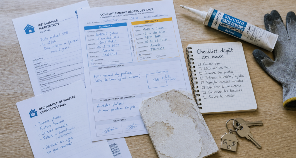 dégât des eaux joint défectueux assurance checklist
