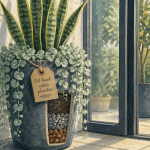 que planter dans un pot haut et étroit, Sansevieria et Dichondra