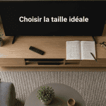 quelle taille de tv choisir pour un salon, vue dessus salon moderne avec grand écran