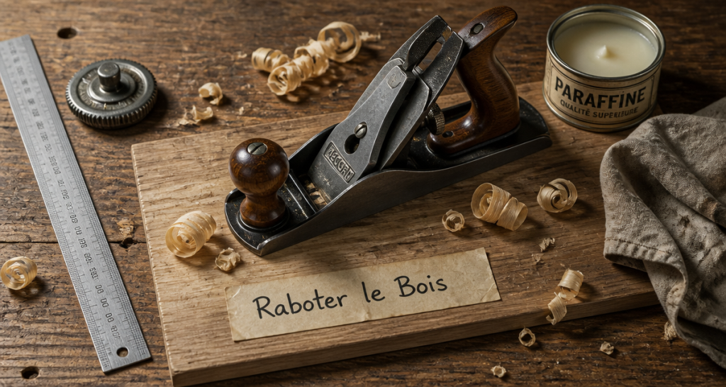 raboter bois établi copeaux réglage