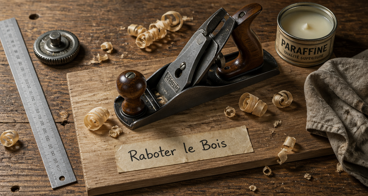 raboter bois établi copeaux réglage