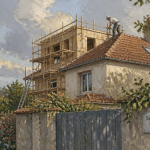 surélévation maison et voisinage scène urbaine