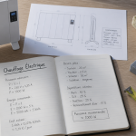 chauffage individuel electrique sur bureau avec radiateur carnet smartphone