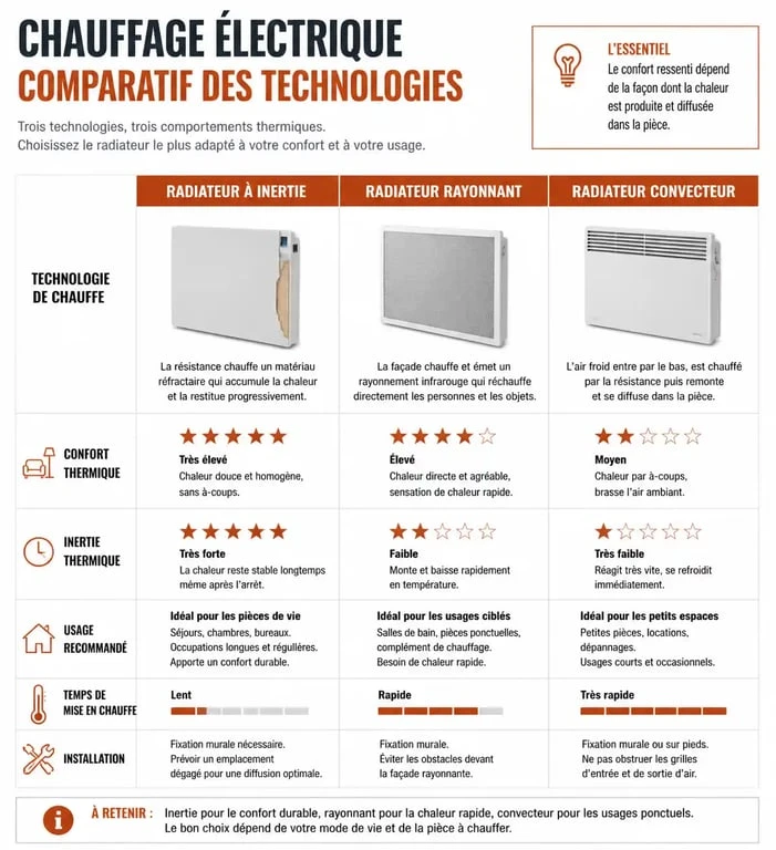 Comparatif des technologies de chauffage individuel électrique pour choisir le radiateur adapté.