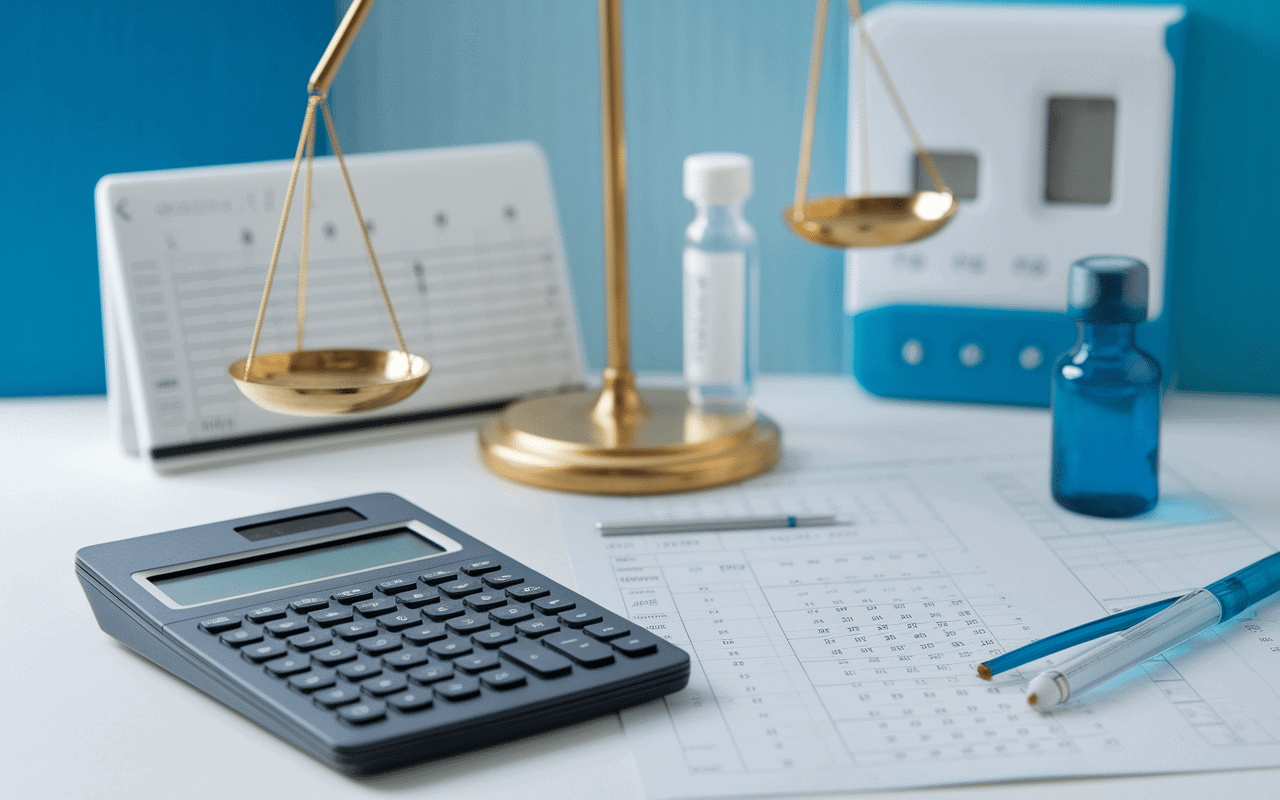 Bureau avec outils de calcul de dose