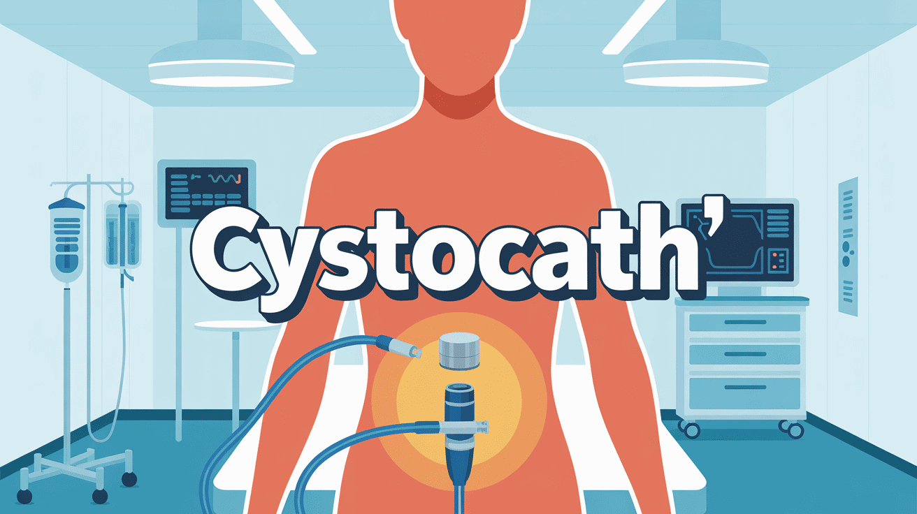 Illustration cystocath silhouette humaine focus abdominal