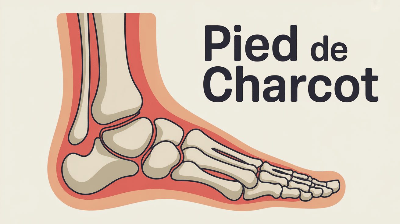 Illustration pied de charcot coupe osseuse inflammation