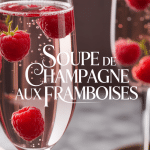 Soupe de champagne aux framboises dans flûte élégante