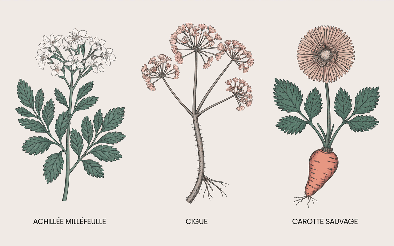 comparatif achillée millefeuille confusion ciguë carotte sauvage