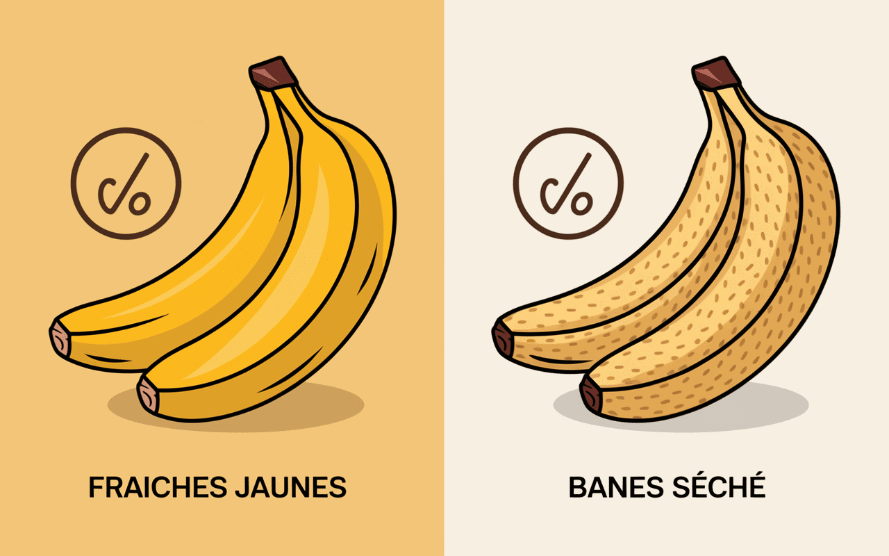 banane séchée fait grossir comparaison fraîche séchée