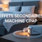 Appareil CPAP sur table de nuit effet secondaire machine apnée du sommeil