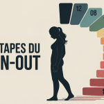 Visuel des 12 étapes du burn-out en spirale descendante