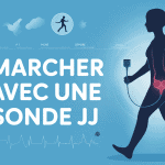 Peut-on marcher avec une sonde JJ silhouette en mouvement sur fond rassurant